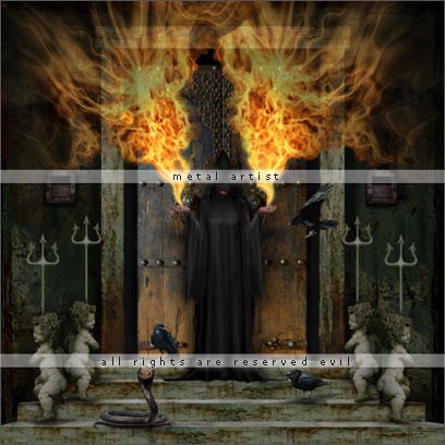 The Keeper; the entrance of a temple of doom where you will find it hard to get in as The Keeper is one dark lady. 

I persoanlly like the mood and creepy atmosphere. I believe this will soon be sold.